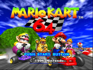 Mario Kart 64 title screen for Nintendo 64